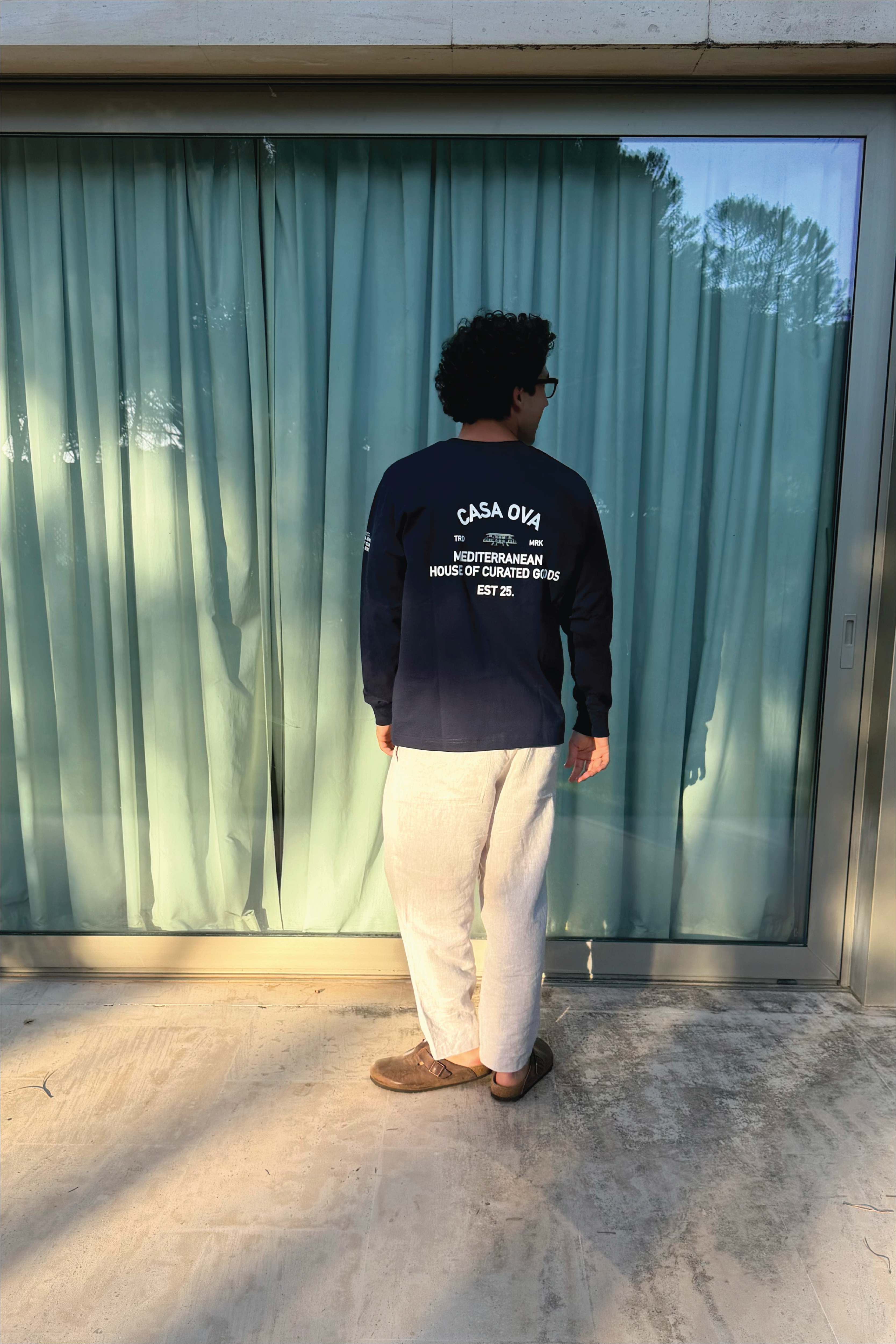 CASA OVA LONG SLEEVE NAVY T-SHIRT